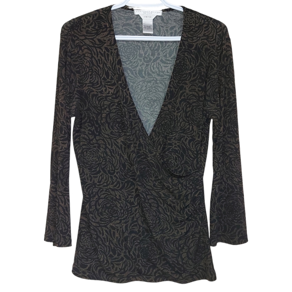 Geoffrey Beene Sport Low Cut Wrap Blouse